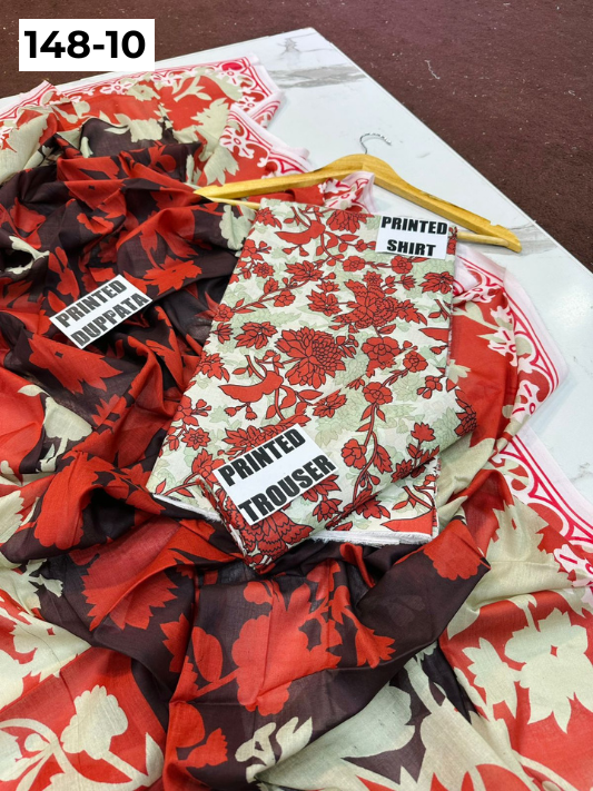 VOL 148 | DS 10 | DIGITAL PRINTED LAWN 3PC VOIL LAWN DUPATTA