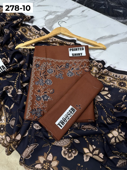 VOL 278 | DS 10 | MANNAT BY SHANAYA | DIGITAL PRINTED 3PC STONE VISCOSE SHIRT, PRINTED TROUSER, PRINTED STONE VISCOSE DUPATTA