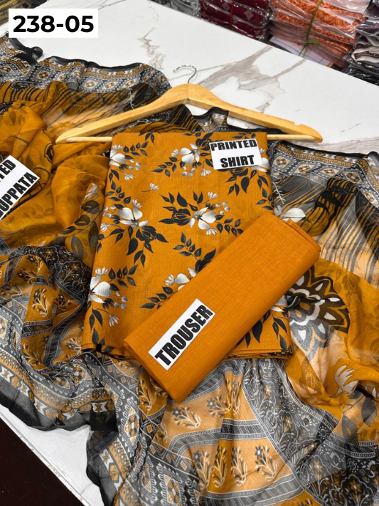 VOL 238  | DS 05 | BEECHTREE LAWN 3PC | DIGITAL PRINTED BANADORA LAWN SHIRT, PLAIN TROUSER, BAMBER CHIFFON DUPATTA