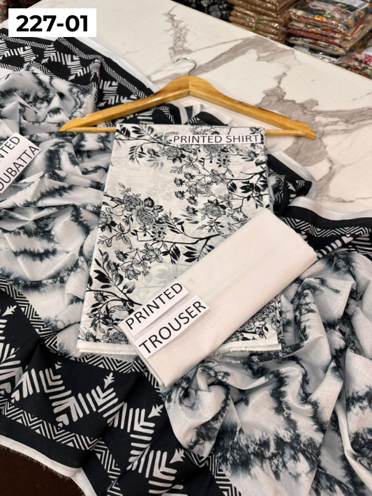 VOL 227 | DS 01 | DIGITAL PRINTED LAWN 3PC PRINTED LAWN SHIRT PLAIN TROUSER PRINTED LAWN DUPATTA