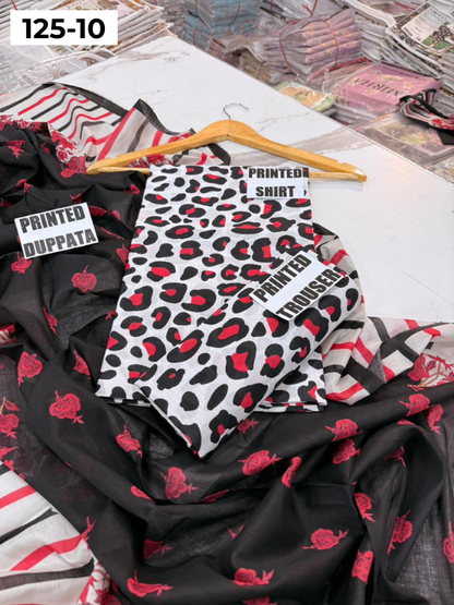 VOL 125 | DS 10 | DIGITAL PRINTED BANADORA LAWN 3PC VOIL LAWN DUPATTA