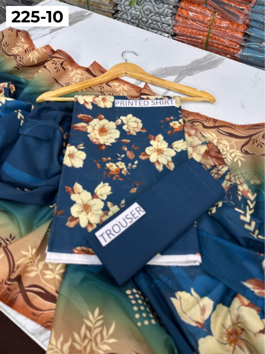 VOL 225 | DS 10 | Mirha LAWN |  DIGITAL PRINTED LAWN 3PC PRINTED LAWN SHIRT PLAIN TROUSER PRINTED LAWN DUPATTA