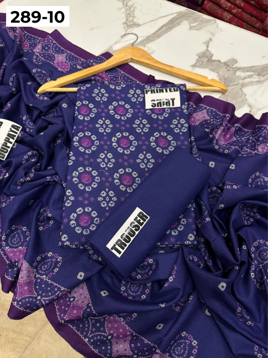 VOL 289 | DS 10 | PREMIUM DHANAK WINTER COLLECTON - DIGITAL PRINTED 3 PIECE SUIT | Printed Allover Shirt | Plain Dyed Matching Trouser | Printed Dupatta