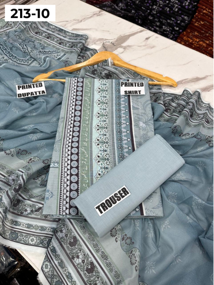 VOL 213 | DS 10 | SHANAYA LAWN DIGITAL PRINTED LAWN SHIRT PLAIN TROUSER VOIL LAWN DUPATTA