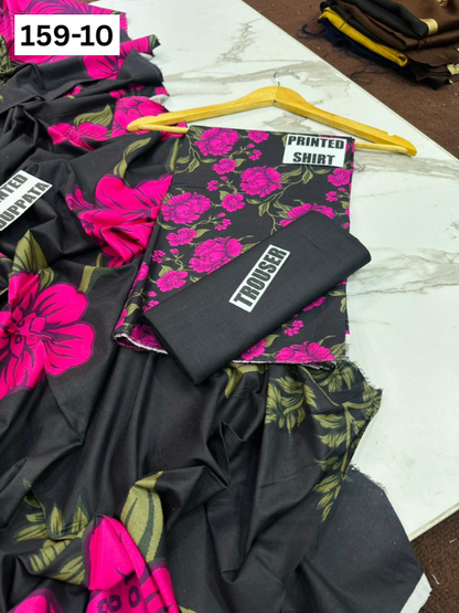 VOL 159 | DS 10 | DIGITAL PRINTED LINEN 3PC LINEN DUPATTA