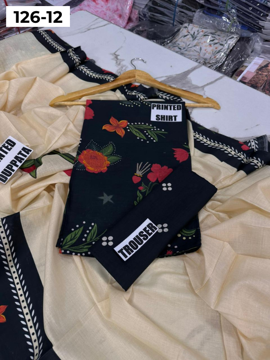 VOL 126 | DS 12 | DIGITAL PRINTED LAWN 3PC VOIL LAWN DUPATTA