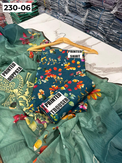 VOL 230 | DS 06 | DIGITAL PRINTED DOBBY LAWN 3PC TANA DORA LAWN DUPATTA