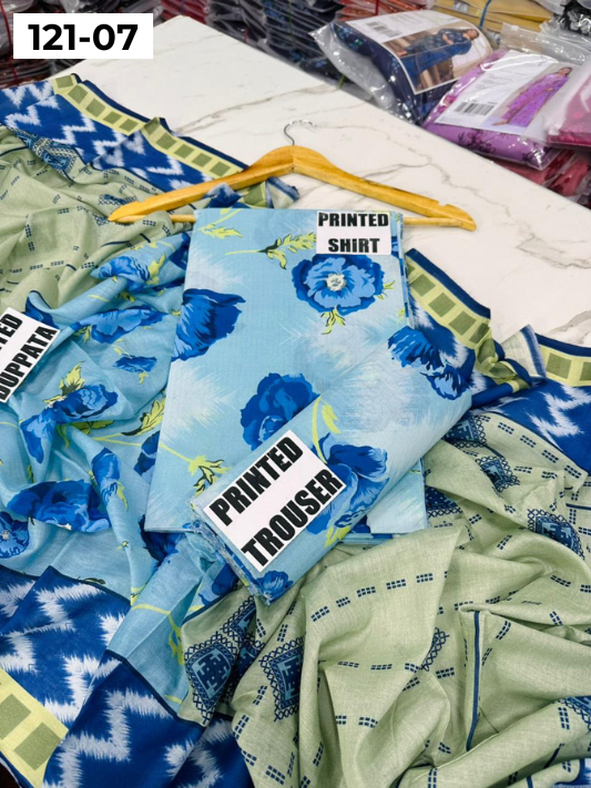 VOL 121 | DS 07 | DIGITAL PRINTED BANADORA LAWN 3PC VOIL LAWN DUPATTA