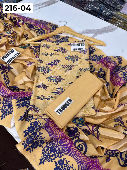 VOL 216 | DS 04 | Mirha LAWN 3PC | DIGITAL PRINTED LAWN SHIRT PLAIN TROUSER LAWN DUPATTA