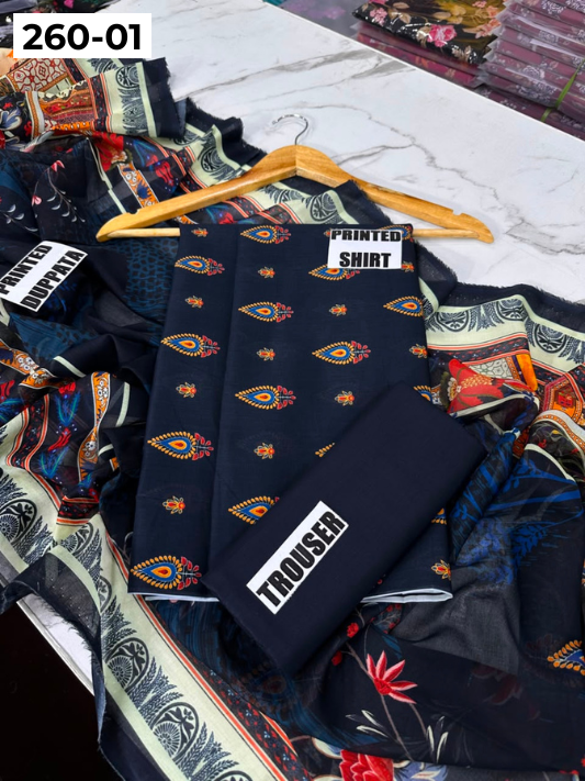 VOL 260 | DS 01 | Madham By Lala | DIGITAL PRINTED LAWN THREE PIECES