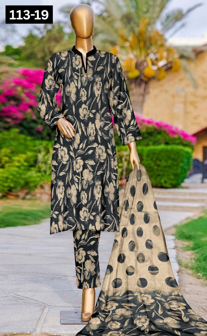 VOL 113 | DS 19  | DIGITAL PRINTED BANADORA LAWN 3PC VOIL LAWN DUPATTA