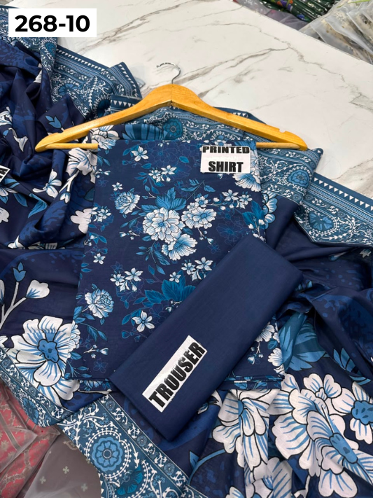VOL 268 | DS 10 | Mirha LAWN |  DIGITAL PRINTED LAWN 3PC PRINTED LAWN SHIRT PLAIN TROUSER PRINTED LAWN DUPATTA