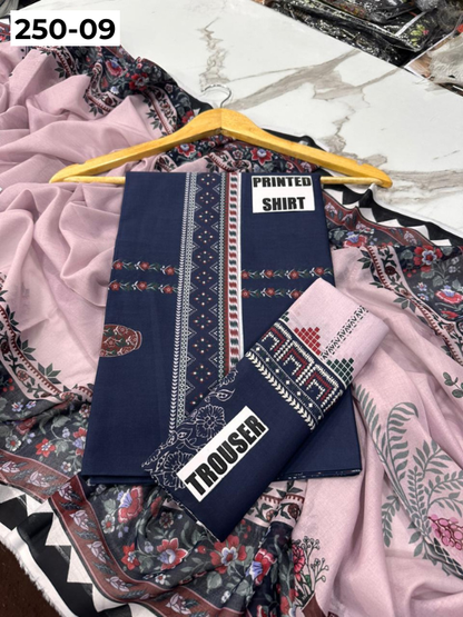 VOL 250 | DS 09 | Gulzeb | DIGITAL PRINTED 3PC LAWN SHIRT, PRINTED TROUSER, PRINTED VOIL DUPATTA