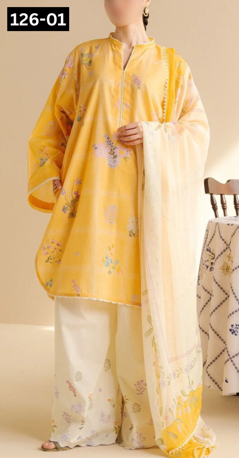 VOL 126 | DS 01 | DIGITAL PRINTED LAWN 3PC VOIL LAWN DUPATTA