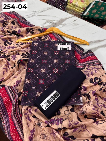VOL 254 | DS 04 | Mirha LAWN | DIGITAL PRINTED LAWN 3PC PRINTED LAWN SHIRT PLAIN TROUSER PRINTED LAWN DUPATTA