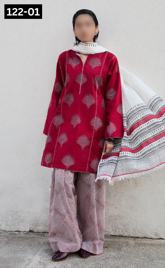 VOL 122 | DS 01 | DIGITAL PRINTED LAWN 3PC BAMBER CHIFFON DUPATTA