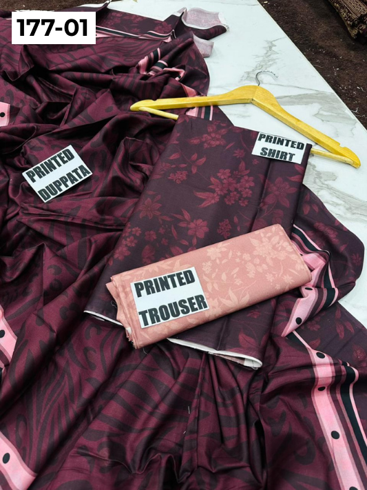 VOL 177 | DS 01 | DIGITAL PRINTED LINEN 3PC LINEN DUPATTA