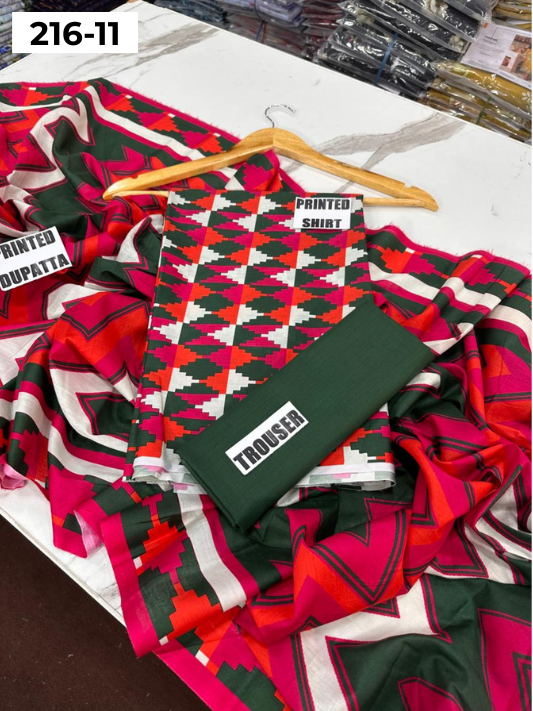 VOL 216 | DS 11 | Mirha LAWN 3PC | DIGITAL PRINTED LAWN SHIRT PLAIN TROUSER LAWN DUPATTA