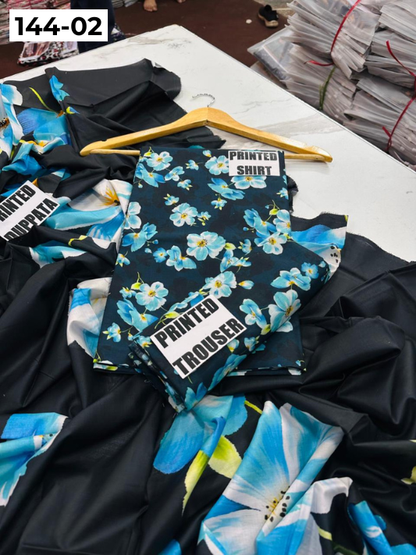 VOL 144 | DS 02 | DIGITAL PRINTED LAWN 3PC VOIL LAWN DUPATTA