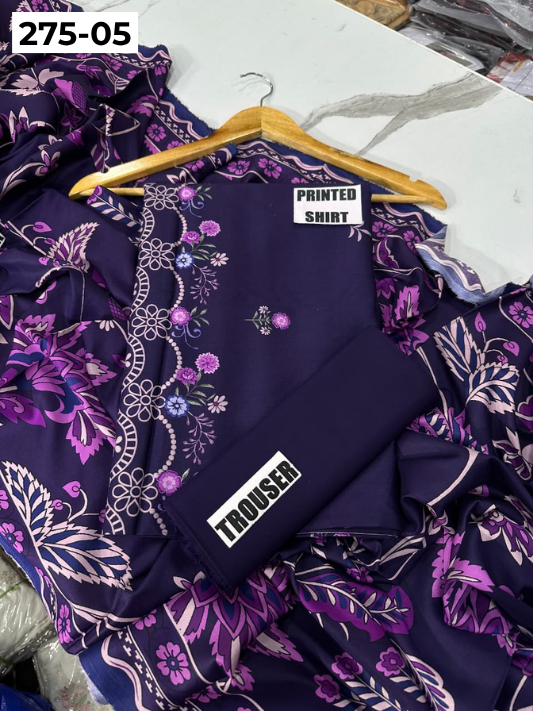 VOL 275 | DS 05 | SHANAYA | DIGITAL PRINTED 3PC STONE LINEN SHIRT, PRINTED TROUSER, PRINTED STONE LINEN DUPATTA
