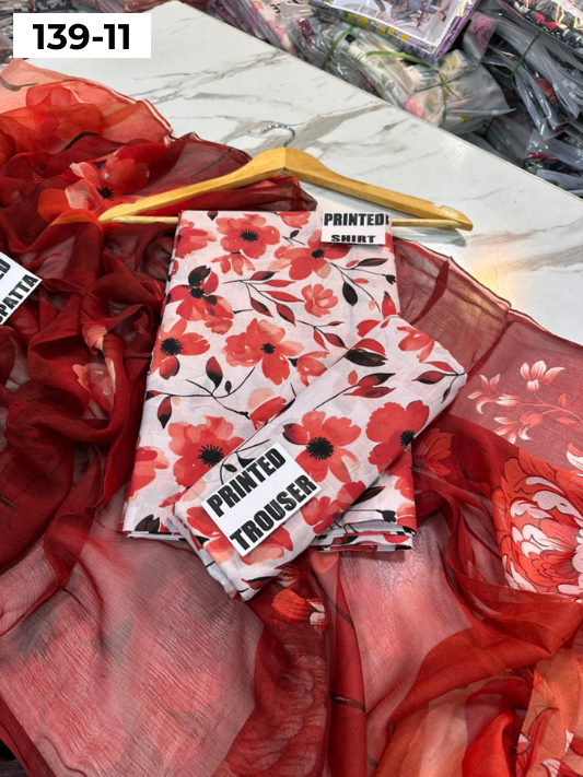 VOL 139 | DS 11 | DIGITAL PRINTED LAWN 3PC BAMBER CHIFFON DUPATTA