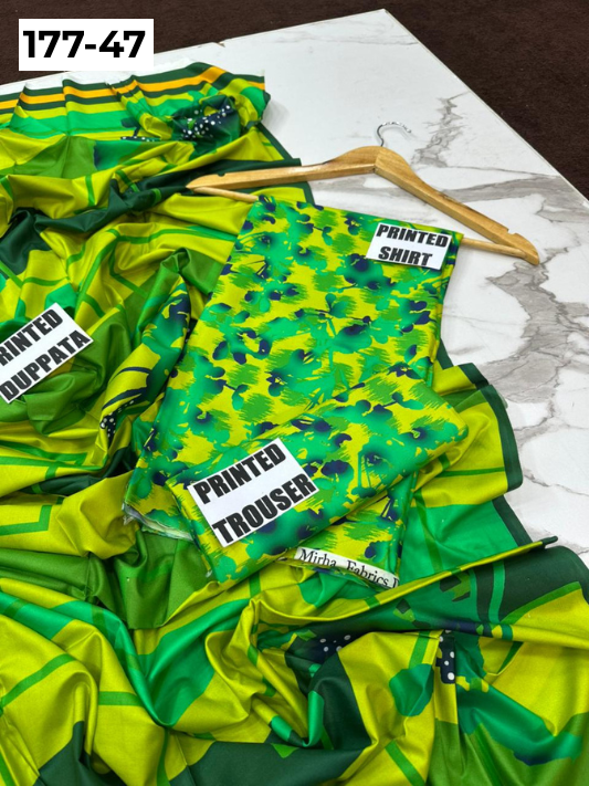 VOL 177 | DS 47 | DIGITAL PRINTED LINEN 3PC LINEN DUPATTA