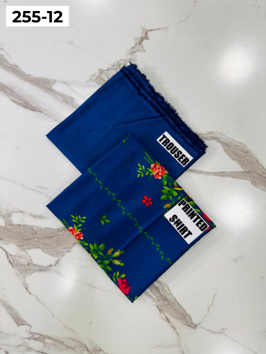 VOL 255 | DS 12 | PRINTED HIT CODES LAWN 2PC | DIGITAL PRINTED LAWN SHIRT PLAIN COTTON TROUSER