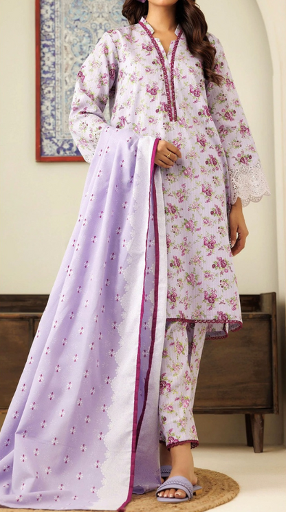 VOL 160 | DS 04 | DIGITAL PRINTED KHADDAR 3PC ZARI KHADDAR DUPATTA