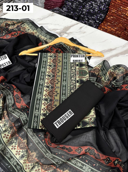 VOL 213 | DS 01 | SHANAYA LAWN DIGITAL PRINTED LAWN SHIRT PLAIN TROUSER VOIL LAWN DUPATTA