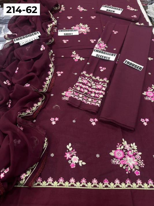 VOL 214 | DS 62 | LAWN LUXURY EMBROIDERED 3PC
