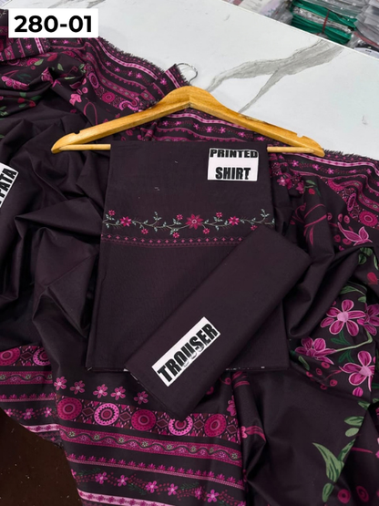 VOL 280 | 01 | WARDA BY SHANAYA | DIGITAL PRINTED 3PC CORDUROY KHADDAR SUIT | PRINTED SHIRT, TROUSER & DUPATTA