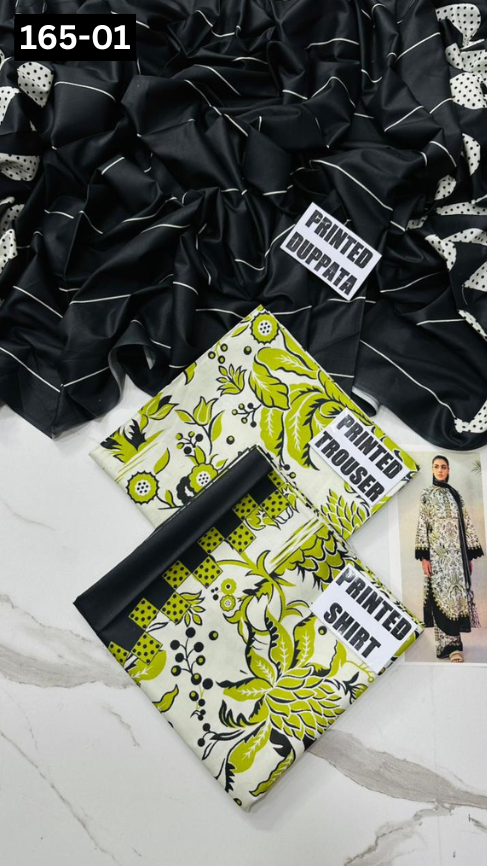 VOL 165 | DS 01  | DIGITAL PRINTED LINEN 3PC LINEN DUPATTA