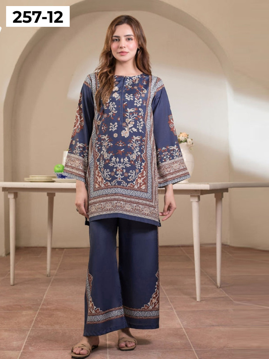 VOL 257 | DS 12 | PRINTED HIT CODES LAWN 2PC | DIGITAL PRINTED LAWN SHIRT, PLAIN COTTON TROUSER