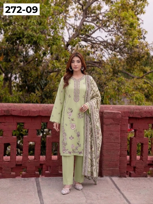 VOL 279 | 09 | ZAIB BY SHANAYA | DIGITAL PRINTED 3PC STONE LINEN SUIT | PRINTED SHIRT, TROUSER & DUPATTA