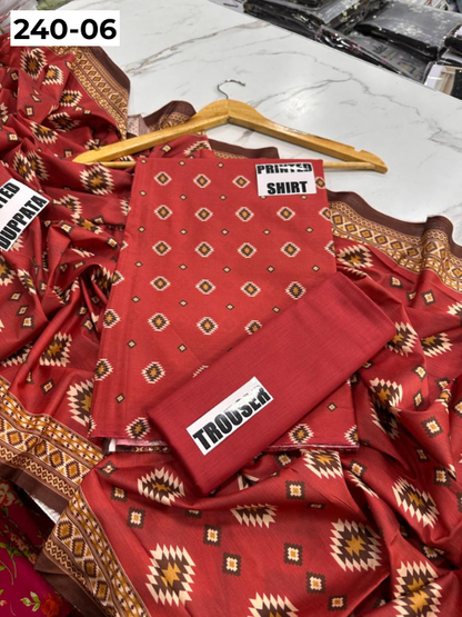 VOL 240 | DS 06 | Mirha LAWN |  DIGITAL PRINTED LAWN 3PC PRINTED LAWN SHIRT PLAIN TROUSER PRINTED LAWN DUPATTA