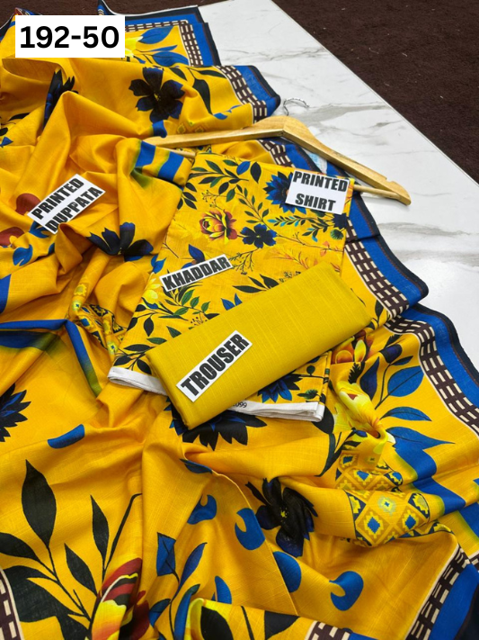 VOL 192 | DS 50 | DIGITAL PRINTED KHADDAR 3PC DYED TROUSER