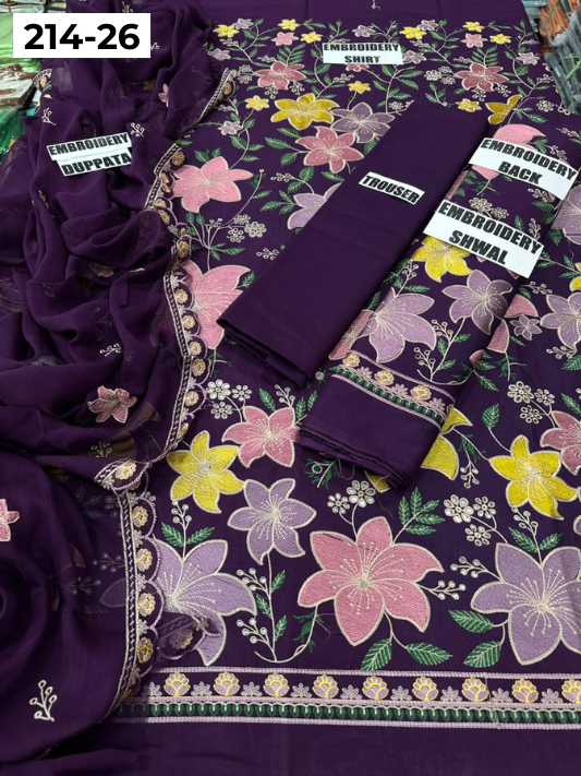 VOL 214 | DS 26 | LAWN LUXURY EMBROIDERED 3PC