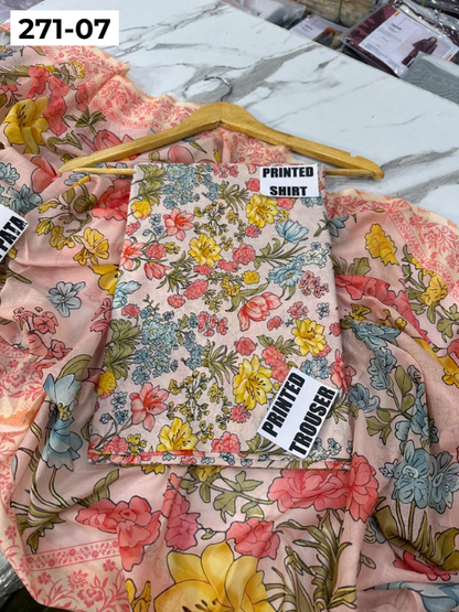 VOL 271 | DS 07 | Sana safinaz | DIGITAL PRINTED 3PC LAWN SHIRT, PRINTED TROUSER, PRINTED VOIL DUPATTA