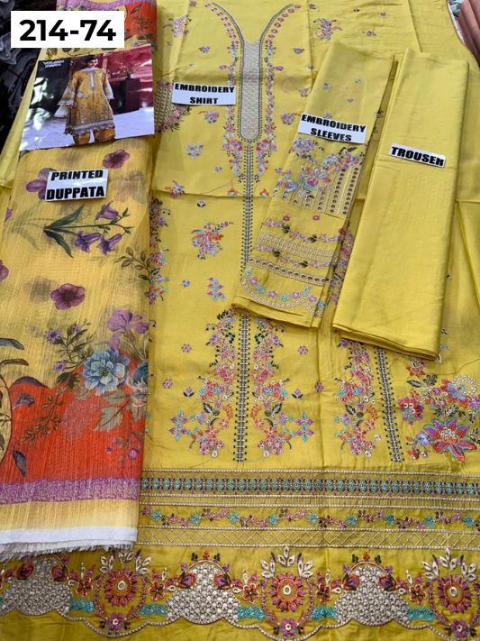 VOL 214 | DS 74 | LAWN LUXURY EMBROIDERED 3PC