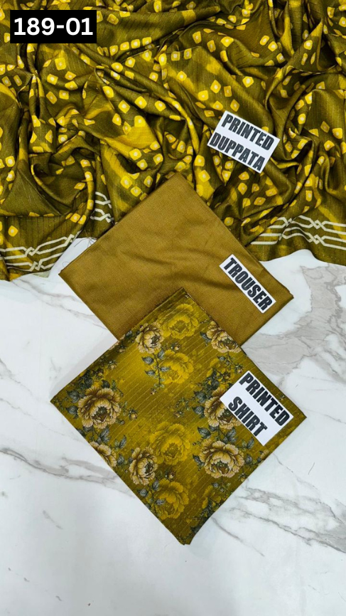 VOL 189 | DS 01 | DIGITAL PRINTED BANADORA DHANAK 3PC DYED TROUSER