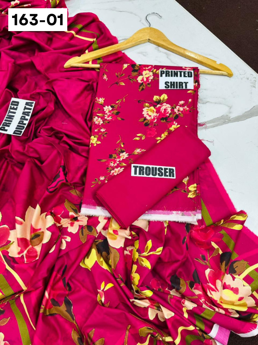 VOL 163 | DS 01 | DIGITAL PRINTED LINEN 3PC LINEN DUPATTA