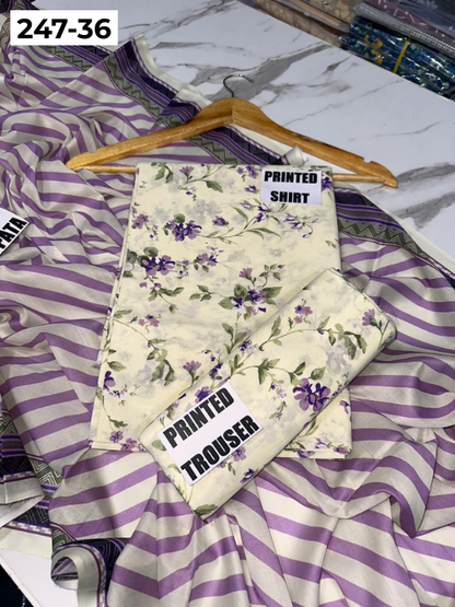 VOL 247 | DS 36 | DIGITAL PRINTED LAWN THREE PIECES VOIL LAWN DUPATTA