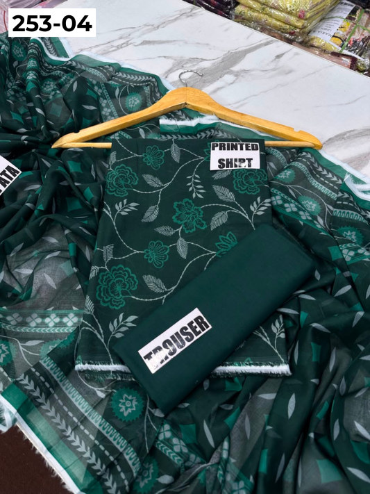 VOL 253 | DS 04 | GULNAAR | DIGITAL PRINTED 3PC LAWN SHIRT, DYED TROUSER, PRINTED VOIL DUPATTA