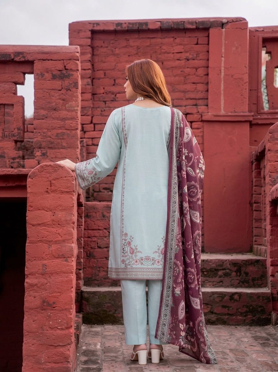 VOL 279 | 01 | ZAIB BY SHANAYA | DIGITAL PRINTED 3PC STONE LINEN SUIT | PRINTED SHIRT, TROUSER & DUPATTA