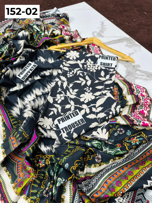 VOL 152 | DS 02 | DIGITAL PRINTED LINEN 3PC LINEN DUPATTA