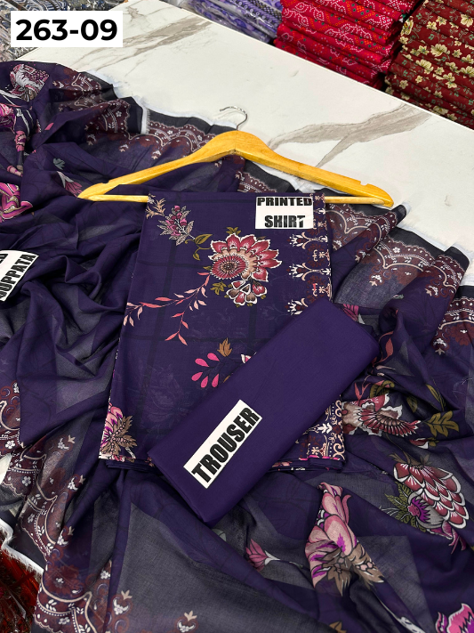 VOL 263 | DS 09 | RIWAYAT By SHANAYA | DIGITAL PRINTED 3PC LAWN SHIRT, DYED TROUSER, PRINTED VOIL DUPATTA