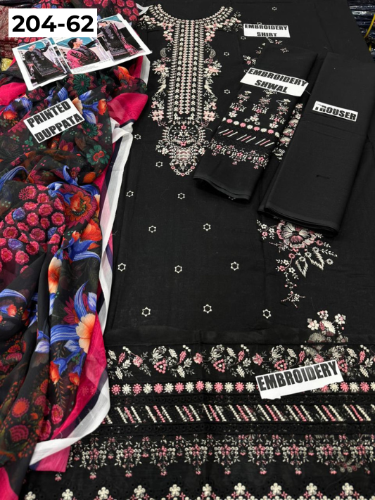 Vol 204 | DS 62 | LAWN EMBROIDERED THREE PIECE COLLECTION