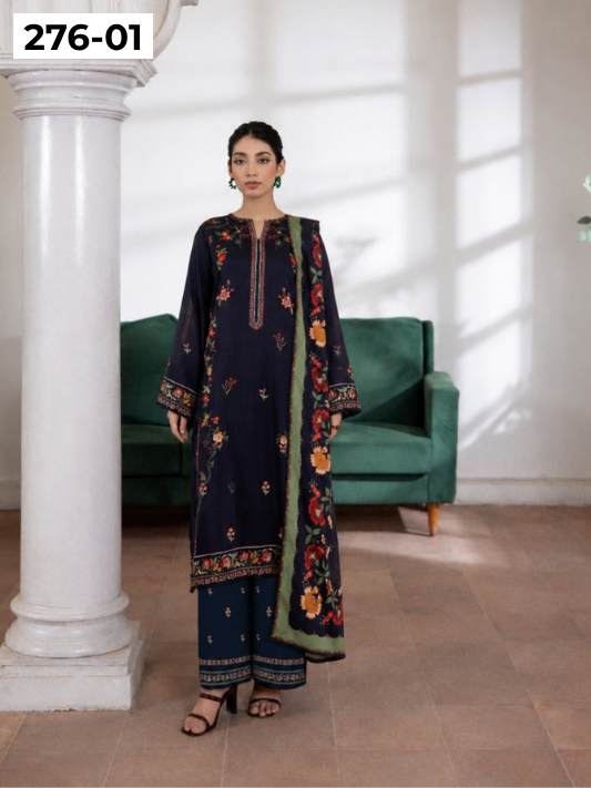 VOL 276 | DS 01 | MAIRA BY SHANAYA | DIGITAL PRINTED 3PC STONE COTTON SHIRT, PRINTED TROUSER, PRINTED STONE COTTON DUPATTA