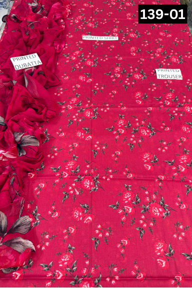 VOL 139 | DS 01 | DIGITAL PRINTED LAWN 3PC BAMBER CHIFFON DUPATTA