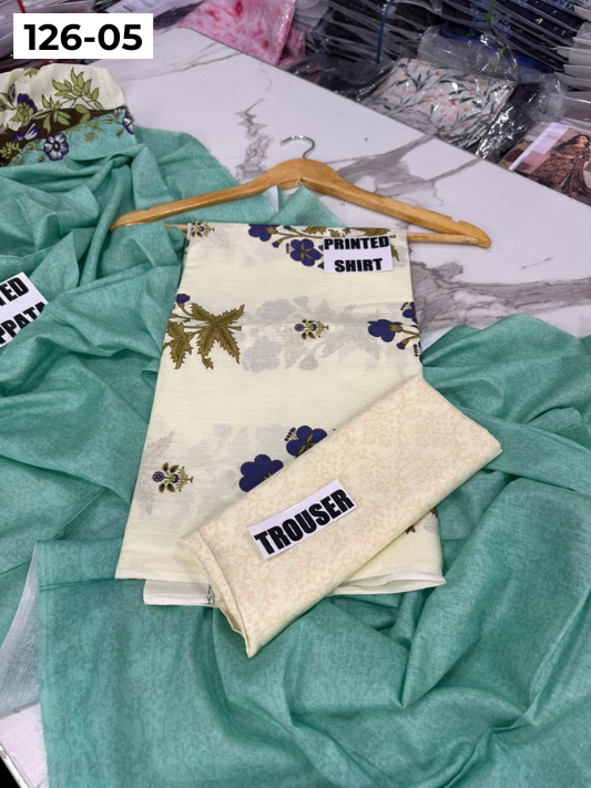 VOL 126 | DS 05 | DIGITAL PRINTED LAWN 3PC VOIL LAWN DUPATTA
